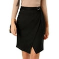 thumbnail image 1 of INSPIRE CHIC Women's A-Line Front Slit Knee Length Wrap Faux Suede Skirt, 1 of 6