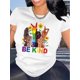 thumbnail image 1 of Women's Colorful Floral Arm Print T-Shirt - Casual Crew Neck, Short Sleeve, Stretchy Polyester Blend, Machine Washable - Perfect for Summer & Everyday Fashion, 1 of 6
