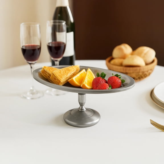 Vintage High-Foot Dessert Plate, European Style 304 Stainless Steel Cake Stand, High-Foot Baking Dessert Table, Pudding Jelly Fruit Tray, Cafe Hotel Restaurant
