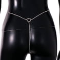 thumbnail image 4 of Strass Coeur Taille Corps Chaîne Bijoux Coeur String Culotte G String String String Strass Bikini Cristal Taille Ventre Chaîne pour les Femmes (Argent), 4 of 5