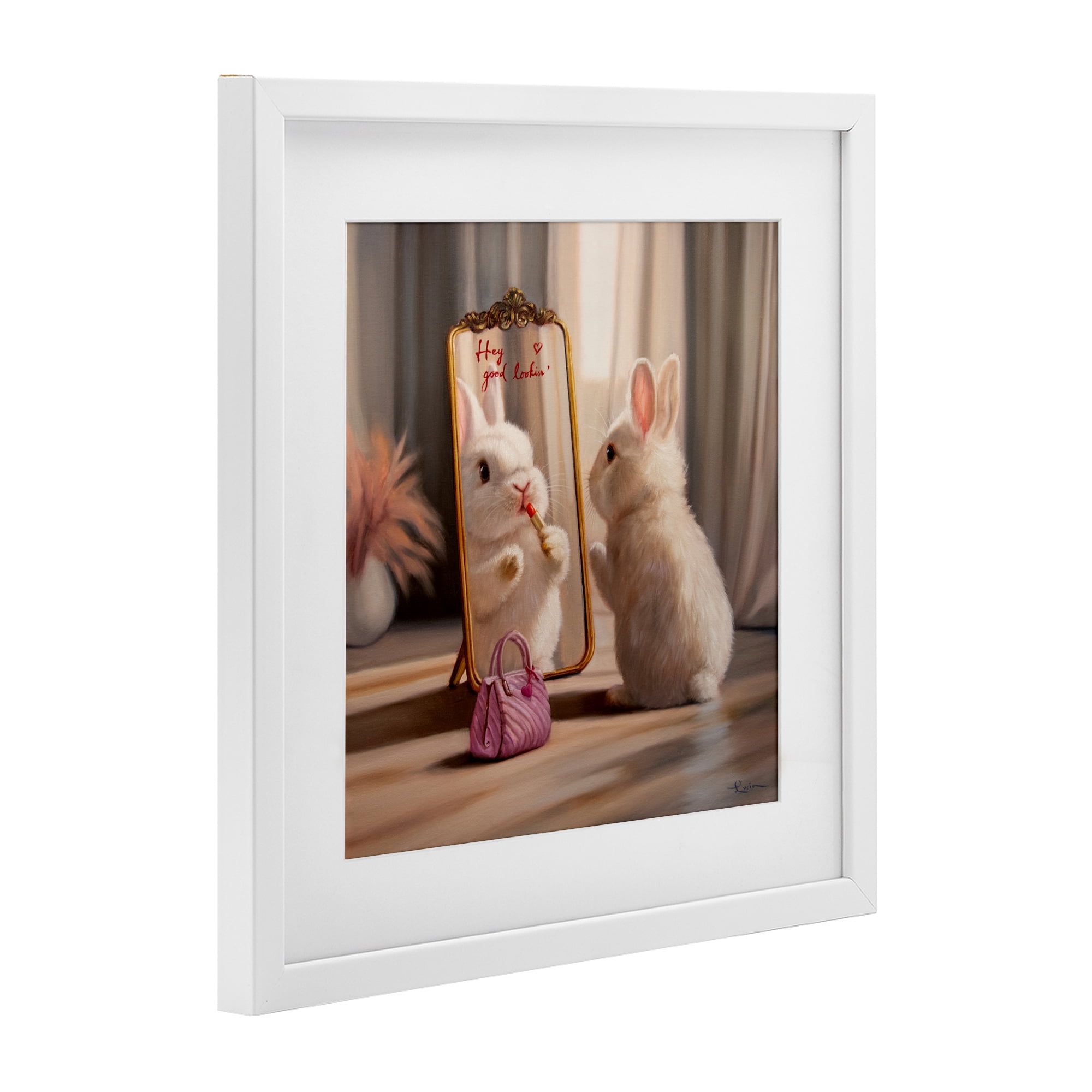 Stupell Industries Final Touch Makeup Bunny White Framed Print Under Glass, design by Lucia Heffernan