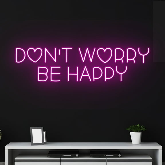 Handmadetneonsign Custom Don't Worry Be Happy Neon Sign, Custom Quote Name LED Light