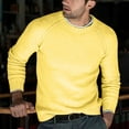 thumbnail image 2 of TFEOQRY Men's Crew Neck Sweater Solid Knit Long Sleeves Lightweight Casual Pullover for Fall Winter Warmth Top Yellow, 2 of 6