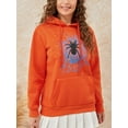 thumbnail image 2 of Women Halloween Hoodie, Long Sleeve Hooded Cobweb Spider Print Pullover Fall Tops with Pocket, 2 of 9