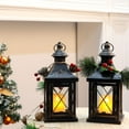 thumbnail image 4 of 2 Set of 11''H Metal Candle Holder, Decorative Candle Lantern with Tempered Glass(Black with Gold Brush), 4 of 8