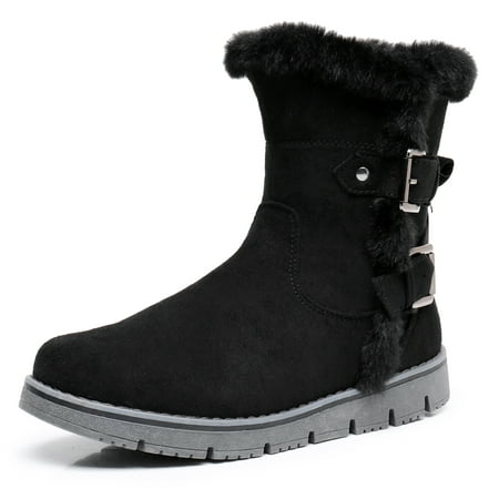 Image of Apakowa Kids Girls Lined Kai Winter Snow Boots (Color : Black Size : 13 Toddler)