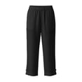 thumbnail image 5 of Dagugfen Cotton Linen Capris for Women with Pockets Straight Leg Drawstring Elastic Waist Capri Pants Lightweight Casual Beach Pants, 5 of 8