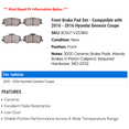 thumbnail image 2 of Front Brake Pad Set - Compatible with 2010 - 2016 Hyundai Genesis Coupe 2011 2012 2013 2014 2015, 2 of 2