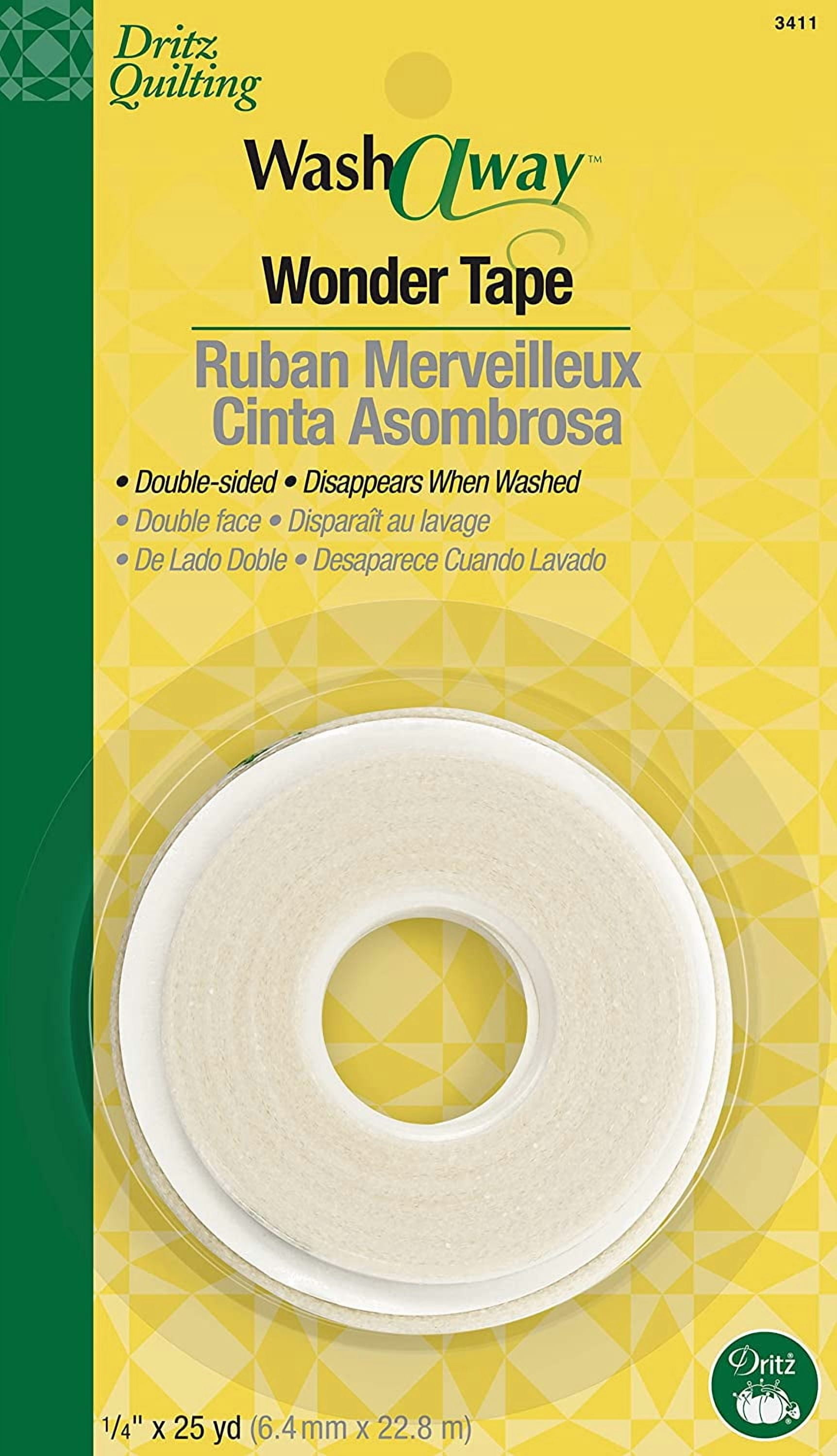 FEFEDFAA-Wash-A-Way Wonder Tape, Double-Sided, 1/4" x 25-Yards, 1 Roll, White