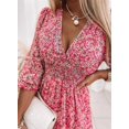 thumbnail image 2 of Nouvelle Robe Mi-Longue à Enfiler Taille Imprimée Bohème Manches Courtes Fleur Fragmentée, 2 of 6