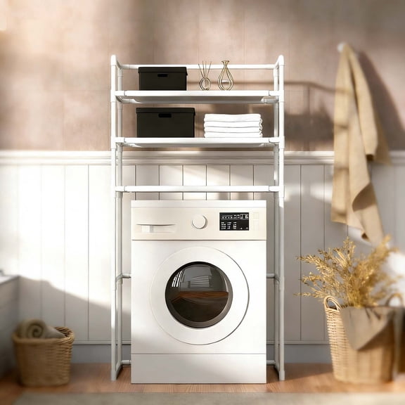 3-Tier Heavy-Duty Over Washer and Dryer Shelves |Expandable Washing Machine Rack,Easy Install Portable Shelf
