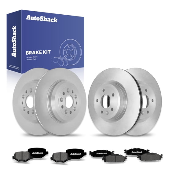 AutoShack Front & Rear Brake Rotors & Premium Pads for Ford & Lincoln, Explorer 2011-2019 Taurus 2010-2019 Flex 2009-2019 MKS 2009-2011 MKT 2010-2015, 2018-2019, AWD FWD L4 2.0L 2.3L V6 3.5L 3.7L
