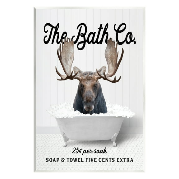 Stupell Industries Bubble Bathtub Moose Animals & Insects Painting Unframed Art Print Wall Art, 10 x 15