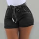 thumbnail image 3 of Pantalones cortos de mezclilla para mujer Pantalones cortos ajustados Pantalones calientes de cintura alta Elástico lavado, Negro, M kenally AP1049-08B, 3 of 7