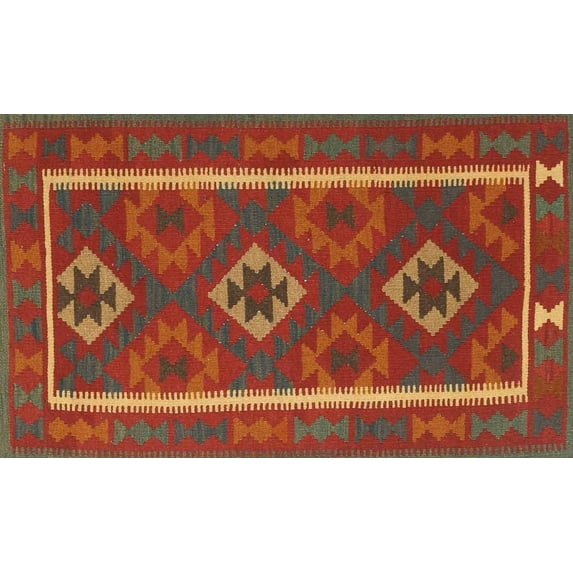 Ahgly Company Indoor Rectangle Contemporary Neon Red Oriental Area Rugs, 2' x 4'