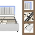 thumbnail image 6 of Catrimown Full Bed Frame with Storage Drawers, Upholstered Bed Frame with LED Light Headboard, Faux Leather, No Box Spring Needed, White, 6 of 8