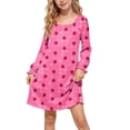 thumbnail image 3 of Auroural Girl'S Round Neck Long Sleeves Dress Homewear Sleeping Dress Kids, 3 of 9
