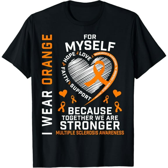 t-shirt I Wear Orange Myself Me Self MS Awareness Multiple Sclerosis T-Shirt mens，black，women，funny，journey，Crew Neck, Short Sleeve,printing