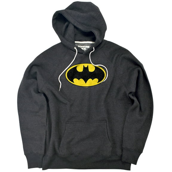 Batman Classic Logo Unisex Adult Slim Fit Pull-Over Heather Hoodie, Charcoal, Small