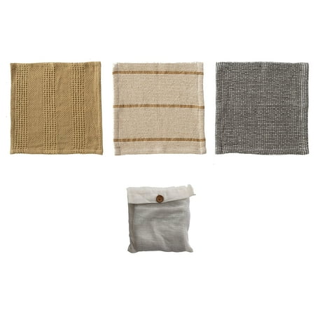 

Creative Co-Op Cotton Waffle Weave Dish Cloths with Loop Grey Mustard Set of 3 in Bag Misc Textiles 11 L x 11 W x 0 H Cream & Yellow C49