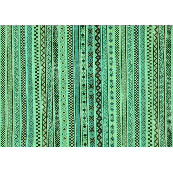 Ahgly Company Machine Washable Indoor Rectangle Abstract Turquoise Blue Modern Area Rugs, 8' x 10'