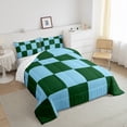 thumbnail image 3 of Castle Fairy Geometric Plaid Full Size Comforter Sets,Green Blue Bedding Sets, 3 of 8