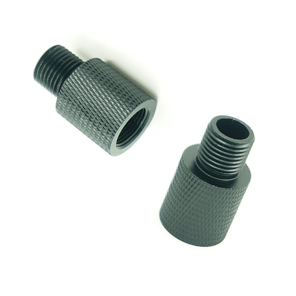Male/Female 1/2-28 UNEF to 1/2-20 UNF Aluminum Tube End Clockwise Threaded Converter Adapter (Black 2pcs)