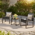 thumbnail image 2 of 3 PCS Wicker Patio Set, Wicker Rattan Chairs and Tempered Glass Table, for Porch, Balcony, Backyard- Includes Black Cushions, 2 of 7