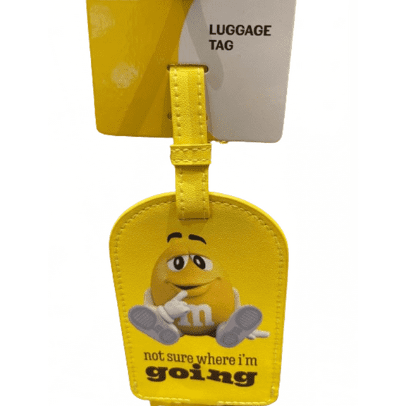 M&M's World Yellow Character "Not Sure Where I'm Going" Luggage Tag New with Tag