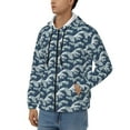 thumbnail image 3 of Wukai A Japanese Great Wave Print Men's Zip-Up Hoodie,Fleece Full-Zip Hoodie for Men, Hooded Sweatshirt-Large, 3 of 5