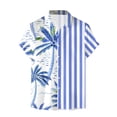 thumbnail image 2 of Camisas De Lino Para Hombre Camisa para hombre Camisa de playa de manga corta holgada informal (Blue, M), 2 of 6