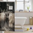 thumbnail image 3 of Manfei Farmhouse Highland Cattle Shower Curtain 72Wx78L,Rustic Farm Animal Bath Curtain,Brown Gray, 3 of 6