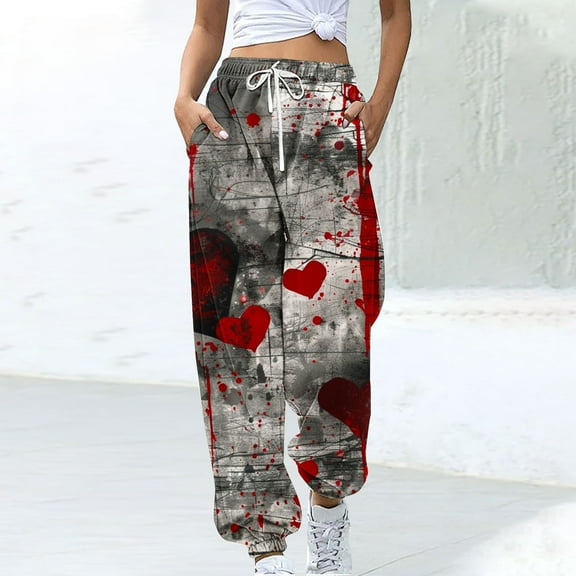 WXLWZYWL Halloween Pants for Women 2024 Cinch Bottom Sweatpants Women's Casual High Waisted Pockets Joggers Sport Workout Active Baggy Lounge Trousers