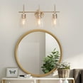 thumbnail image 4 of Mid-century Modern Glam 3-light Bathroom Vanity Lights Glam Gold Glass Wall Sconces - L20"x W6"x H 11.5", 4 of 5