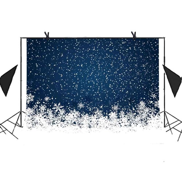XDDJA Tissu en Polyester 7x5ft Toile de Fond de Photographie de Neige Neige Tombant la Nuit Ciel Photo Cabine Studio Accessoires TV Mur Rideau Partie Fond