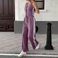 thumbnail image 4 of Women's Color Casual Fashion Sleeveless Vest And Pants Two-piece Set Purple M Purple M, 4 of 7