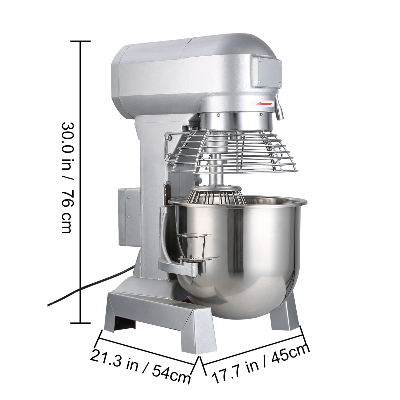 VEVOR Commercial Food Mixer 30Qt 1100W 3 Speeds Adjustable 105/180/408 RPM Heavy Duty 110V with Stainless Steel Bowl Dough Hooks Whisk Beater for Schools