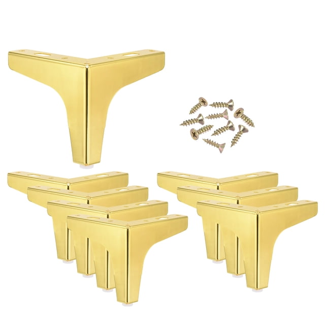 Patas de sofá de metal de 4 pulgadas de Uxcell para reemplazo de muebles, paquete de 8 en dorado