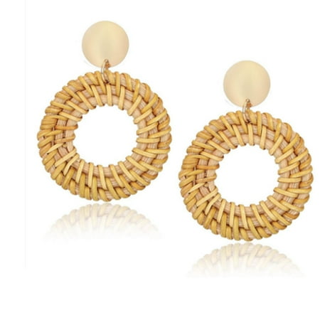 

20pcs Rattan Plaited Articles National Style Vintage Western Earrings Comfortable Fashionable Ear Pendants Jewerly for Women Girls coffee