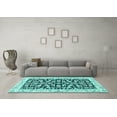 thumbnail image 3 of Ahgly Company Machine Washable Indoor Square Persian Turquoise Blue Traditional Area Rugs, 3' Square, 3 of 4