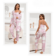 thumbnail image 2 of YUBIKWETE Womens Floral Pajama Set 3 Piece Sleepwear With Robe Camisole And Pants Soft Loungewear, 2 of 5