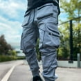 thumbnail image 5 of lkfuzj Mens Casual Sweatpants - Elastic Waist Drawstring Cargo Pants - Hiking Outdoor Reflect Light Sports Trousers With Multiple Pockets Gray, 5 of 8
