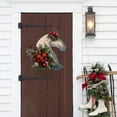 thumbnail image 4 of HmNPlay Horse Head Christmas Wreath Rattan Wooden Greenery with Red Berries, Realistic Front Door Wall Porch Decor Christmas Tree Ornament Holiday Welcome Sign, 4 of 9