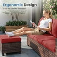 thumbnail image 6 of ELPOSUN 7 Pieces Outdoor Patio Furniture Set with Fire Pit Table, Outdoor Wicker Sectional Patio Conversation Set with Ottoman for Garden, Poolside, Backyard, Wine Red Cushion, 6 of 11