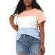 thumbnail image 2 of Plus Size T-shirt for Women Short Sleeve Round Neck Color Block Top, 2 of 7