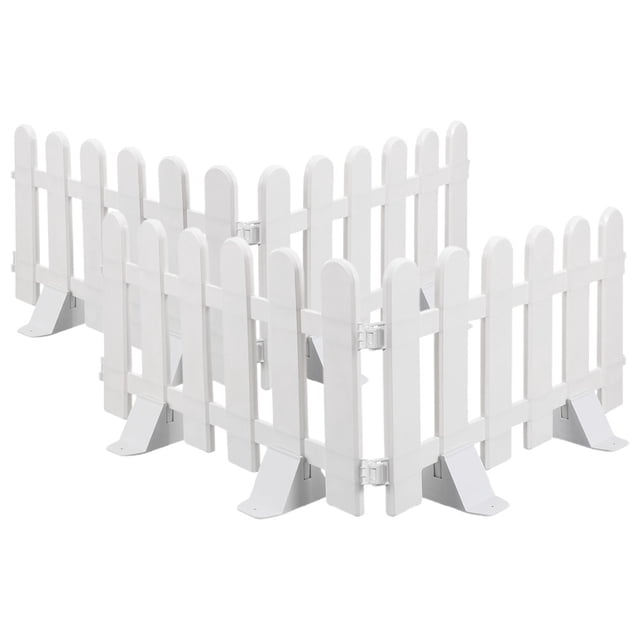 Raindrops 4Pcs White Plastic Garden Fence Panel Decorative Flowerbed Border Lawn Edging Landscape Fencing