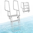 thumbnail image 1 of VEVOR Flip-Up Dock Ladder, 4-Step, Heavy-Duty Aluminum Alloy Pontoon Boat Swim Ladder, with Non-Slip Wide Steps, 350 lbs Weight Capacity, Pull Rope Assist, 1 of 9