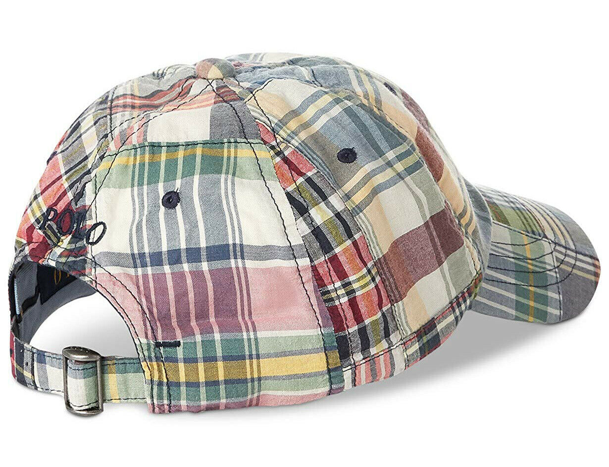 New Polo Ralph Lauren Men's Patchwork Madras Baseball Cap