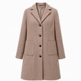 thumbnail image 2 of Vixolx Womens Mid Length Coat Notched Lapel Single Breasted Overcoat with Patch Pockets Fall Winter Business Casual Outerwear, 2 of 7