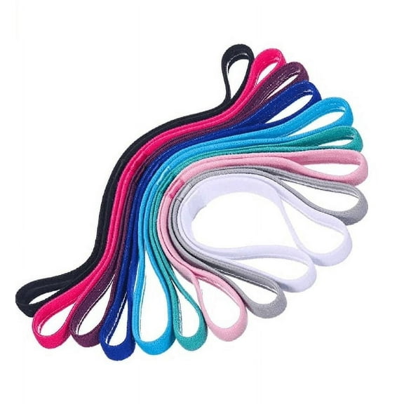 8Pcs Thin Sports Headband Elastic Headwrap No-Slip Grip Hairband Workout Fashion Color Head Bands Silicone Lined Sweatband Stretchy Bandeau Comfortable Hair Accessories By GIXUSIL Random Color